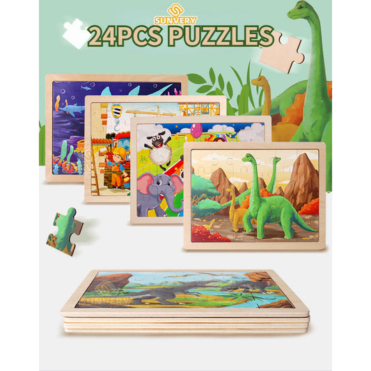 24 PCS WOODEN EDUCATIONAL PUZZLE TOY FOR EARLY LEARNING